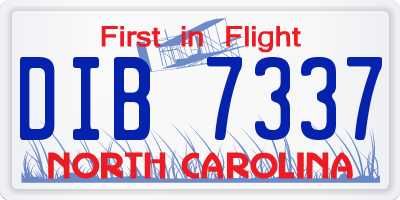 NC license plate DIB7337