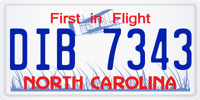 NC license plate DIB7343