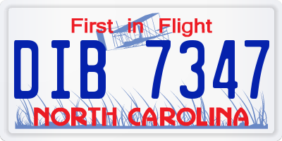NC license plate DIB7347