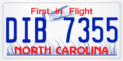 NC license plate DIB7355