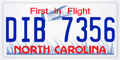 NC license plate DIB7356