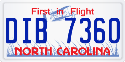 NC license plate DIB7360