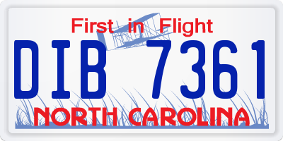 NC license plate DIB7361
