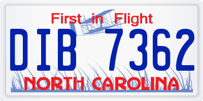 NC license plate DIB7362