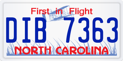 NC license plate DIB7363