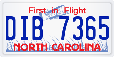 NC license plate DIB7365