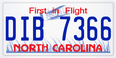 NC license plate DIB7366
