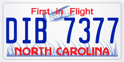 NC license plate DIB7377