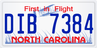 NC license plate DIB7384