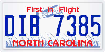 NC license plate DIB7385