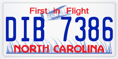 NC license plate DIB7386