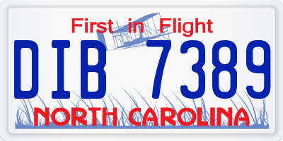 NC license plate DIB7389