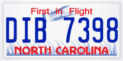 NC license plate DIB7398