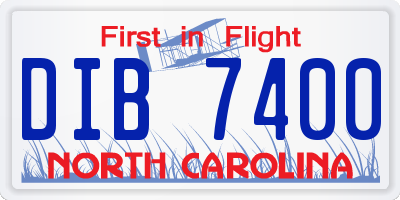 NC license plate DIB7400
