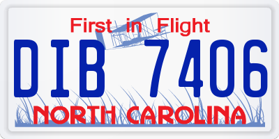 NC license plate DIB7406