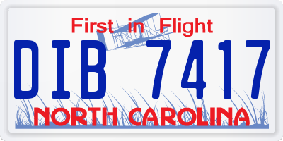 NC license plate DIB7417