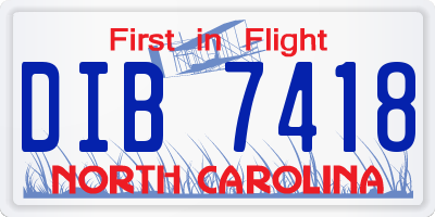 NC license plate DIB7418