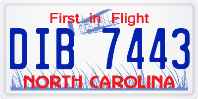 NC license plate DIB7443
