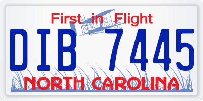NC license plate DIB7445