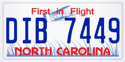 NC license plate DIB7449