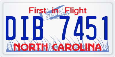 NC license plate DIB7451