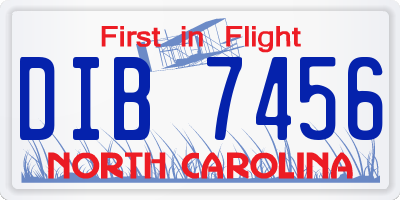 NC license plate DIB7456