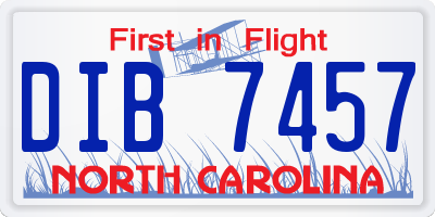 NC license plate DIB7457