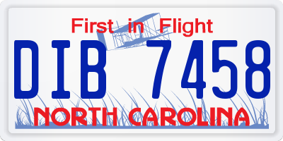NC license plate DIB7458
