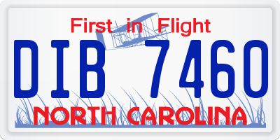 NC license plate DIB7460