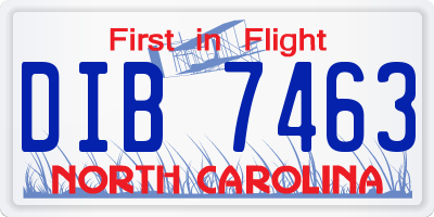 NC license plate DIB7463