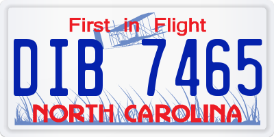 NC license plate DIB7465