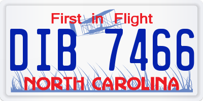NC license plate DIB7466