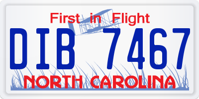 NC license plate DIB7467