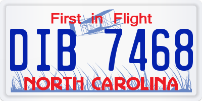NC license plate DIB7468