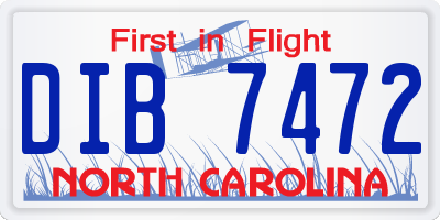 NC license plate DIB7472