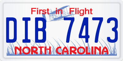 NC license plate DIB7473