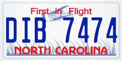 NC license plate DIB7474