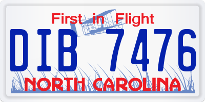 NC license plate DIB7476