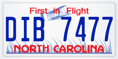 NC license plate DIB7477