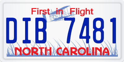 NC license plate DIB7481