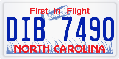 NC license plate DIB7490