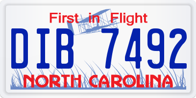 NC license plate DIB7492