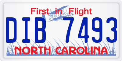 NC license plate DIB7493