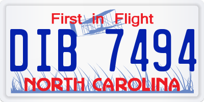 NC license plate DIB7494