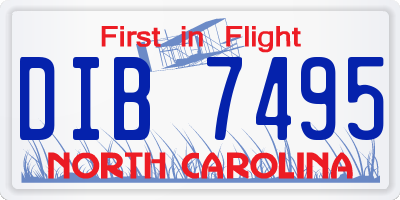 NC license plate DIB7495