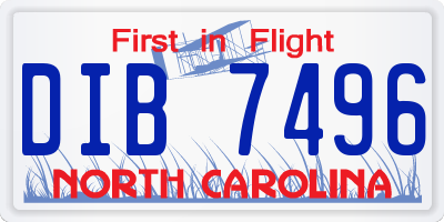 NC license plate DIB7496