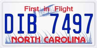 NC license plate DIB7497