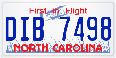 NC license plate DIB7498
