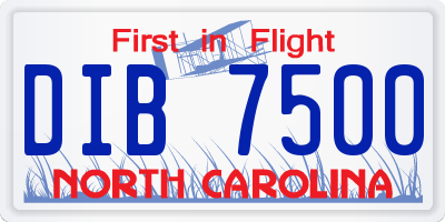 NC license plate DIB7500