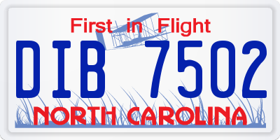 NC license plate DIB7502